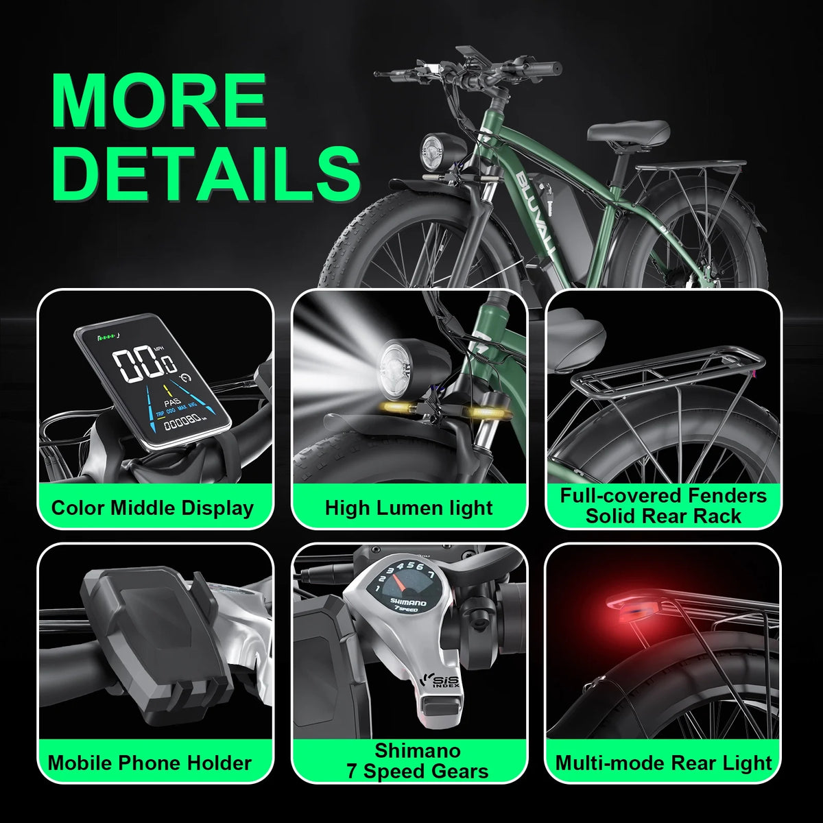 Electric Bike for Adults, 2000W 26'Fat Tire Electric Bike, 35MPH AWD Dual Motor Electric Bicycles - Product image 13