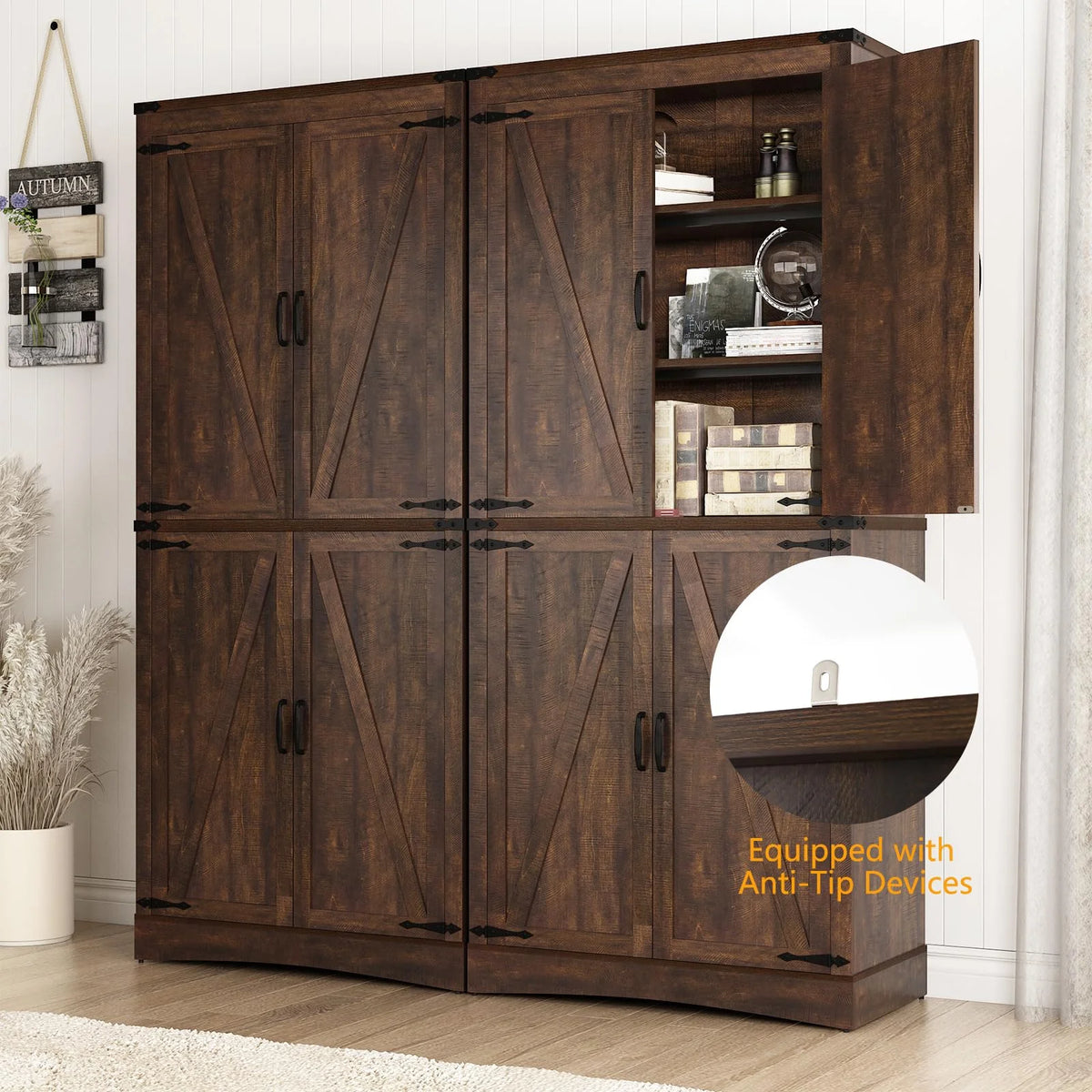 71" Tall Farmhouse Kitchen Pantry Cabinet, 5 Layers Storage Cabinet with Adjustable Shelves - Product image 76