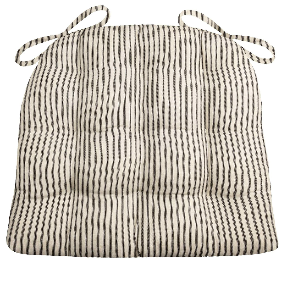 Ticking Stripe Black Dining Chair Pad - Reversible, Latex Foam Fill Extra-Large - APX 16.5 x 18 / Black - Product image 1