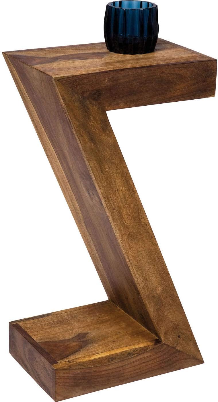 Kare Design Z Authentico Side Table, Brown, Solid Wood, Living Room Table, Furniture, Interior Decoration, Bedroom Decoration, Living Room, Home, 55x30x20 cm (H/W/P)