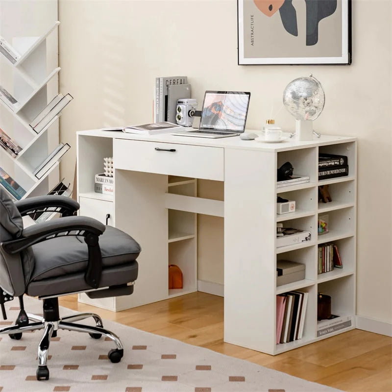 53" Counter Height Sewing Craft Table with 14 Storage Cubes, Large Drawer, Cabinet & Adjustable Shelf - Product image 2