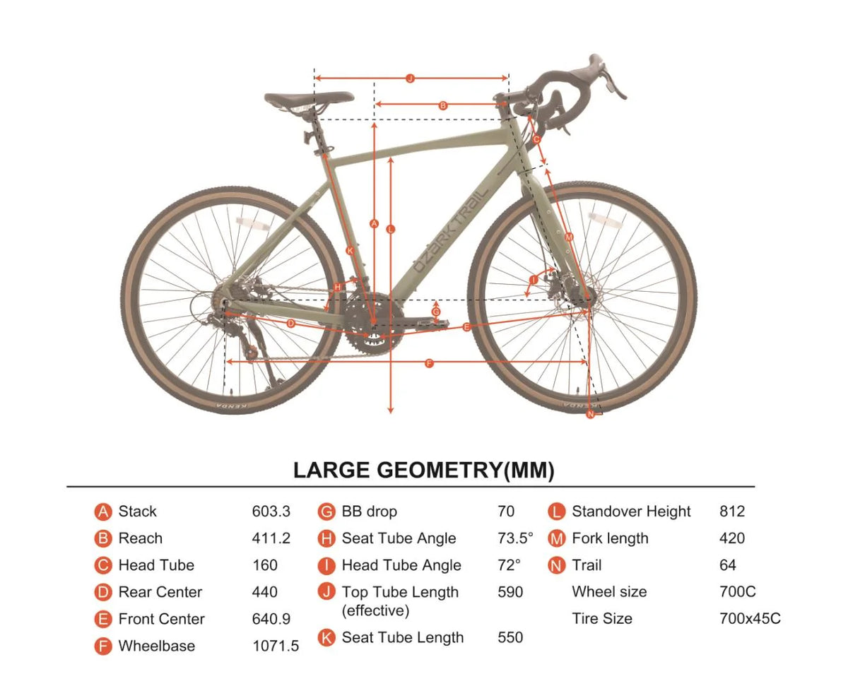 700c Ozark Trail G.1 Explorer Drop Bar Gravel Bike, Medium Frame, Fits Riders 5'5" - 5'10", Green, Adult - Product image 13