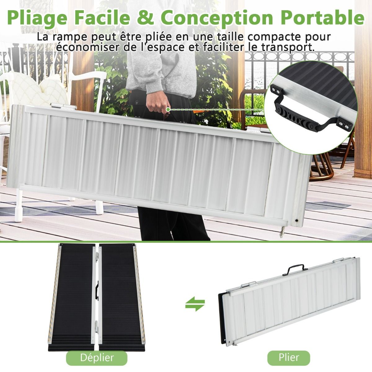 Aluminum Access Ramp with Transition Plate for Home 122L -
