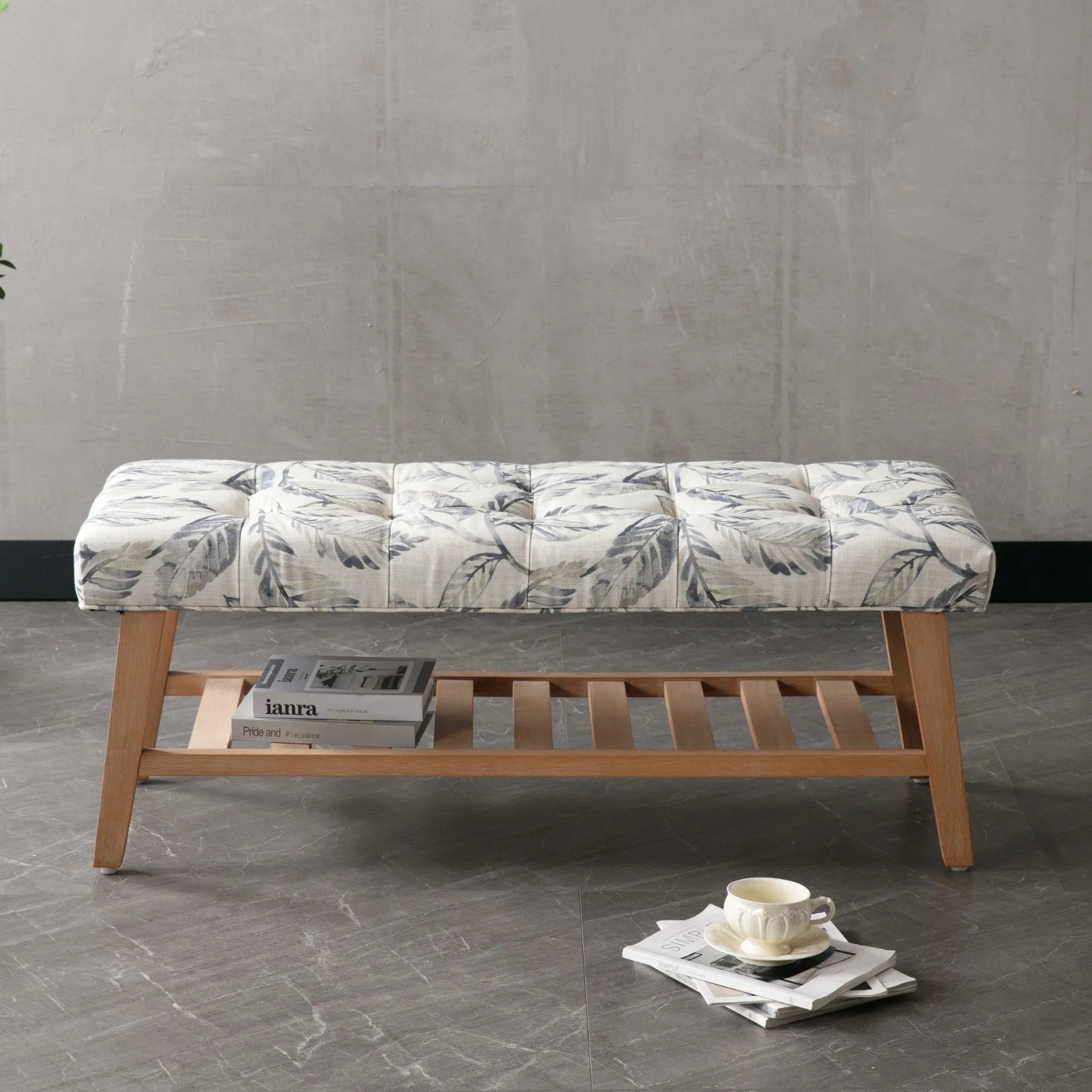 Dayalane Upholstered Storage Bench with Shoe Rack, Linen Fabric Entryway Bench for Living Room - Product image 15