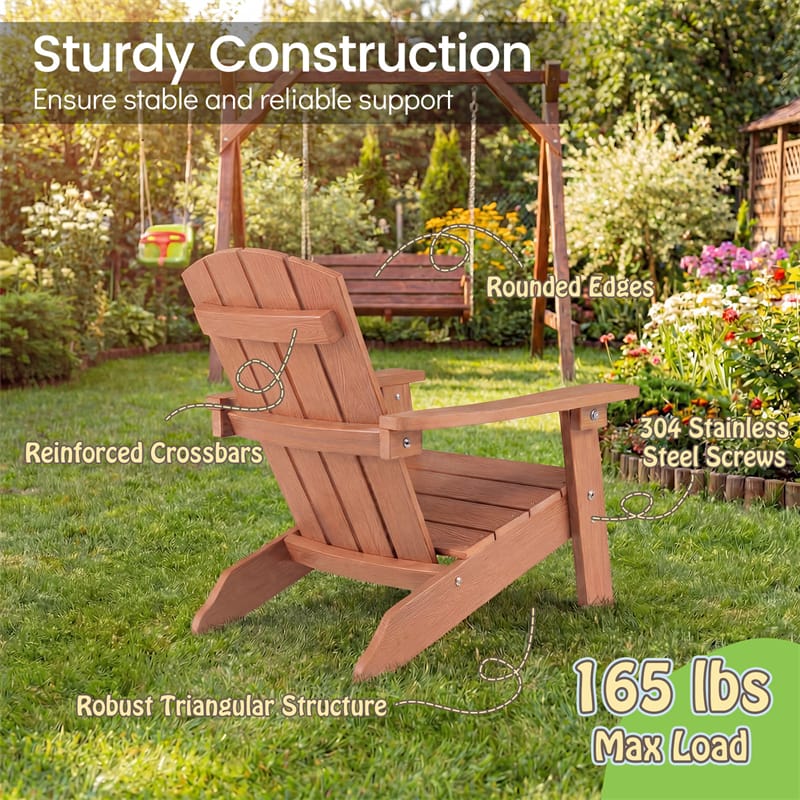 Kids Adirondack Chair, All-Weather HIPS Outdoor Chair with Ergonomic High Backrest & Armrests - Product image 60