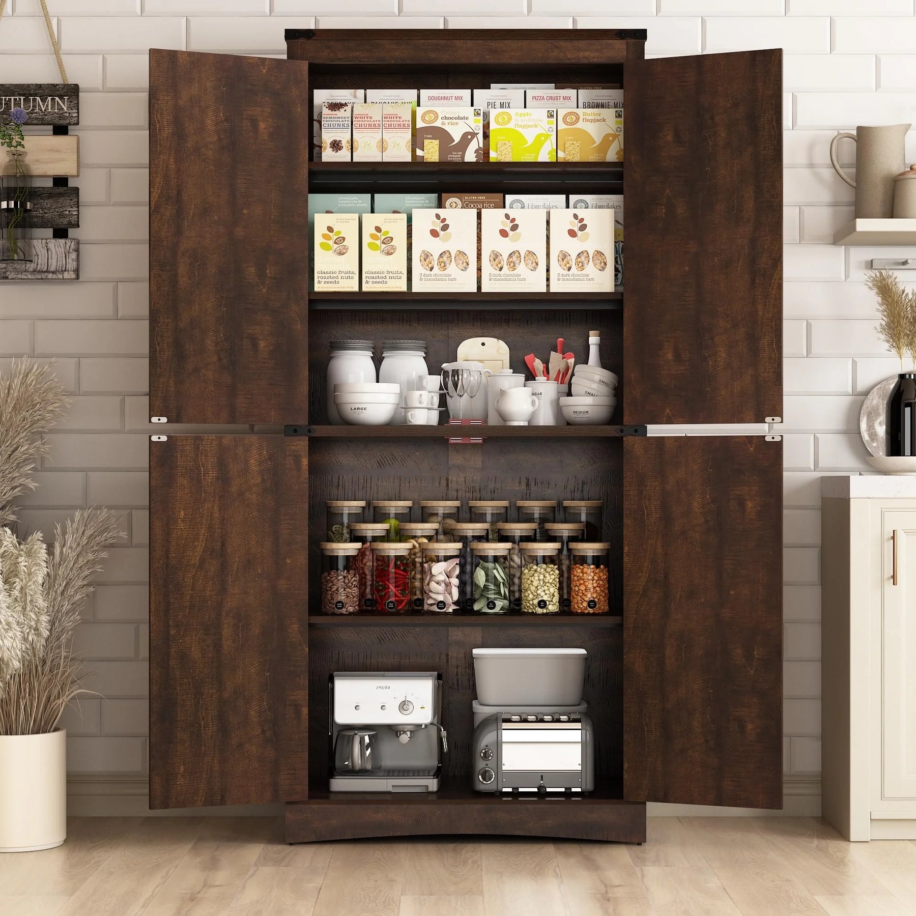 71" Tall Farmhouse Kitchen Pantry Cabinet, 5 Layers Storage Cabinet with Adjustable Shelves - Product image 65