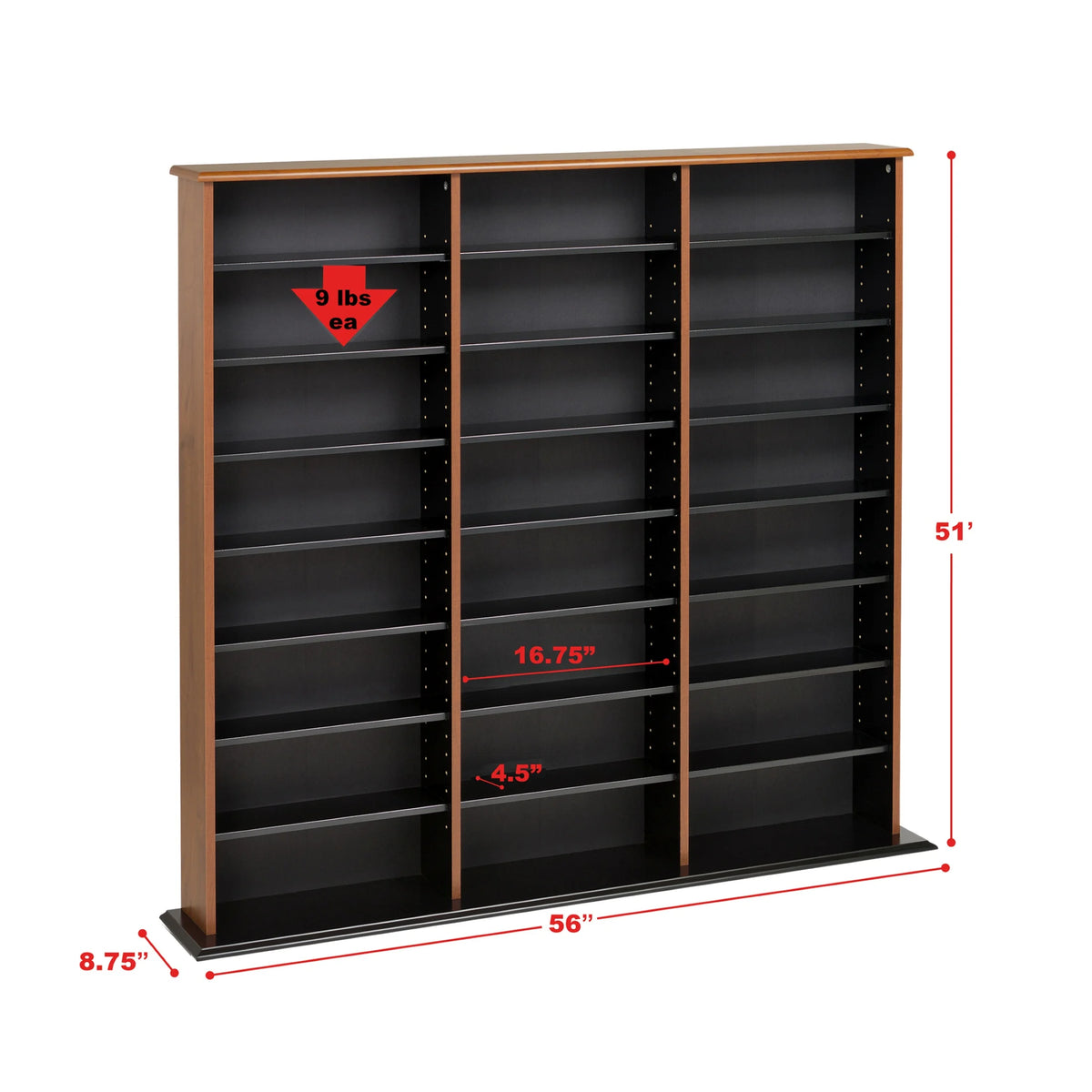 Prepac 51" Triple CD DVD Wall Media Storage Rack in Black - Product image 26