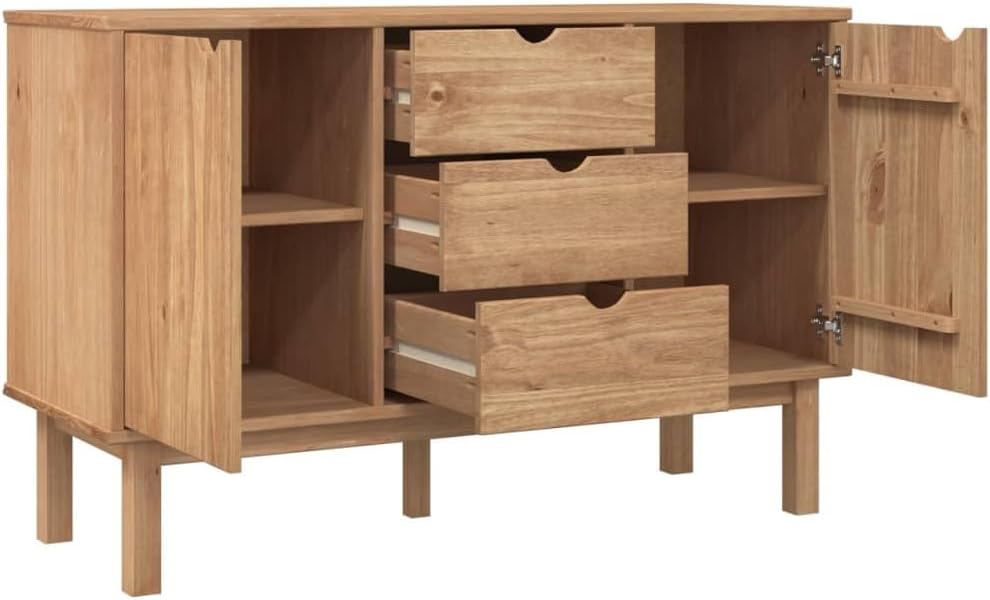 vidaXL Sideboard Side Cabinet Storage Cabinet Home Organizer Living Room Furniture Indoor 113.5x43x73 cm Solid Pine Wood