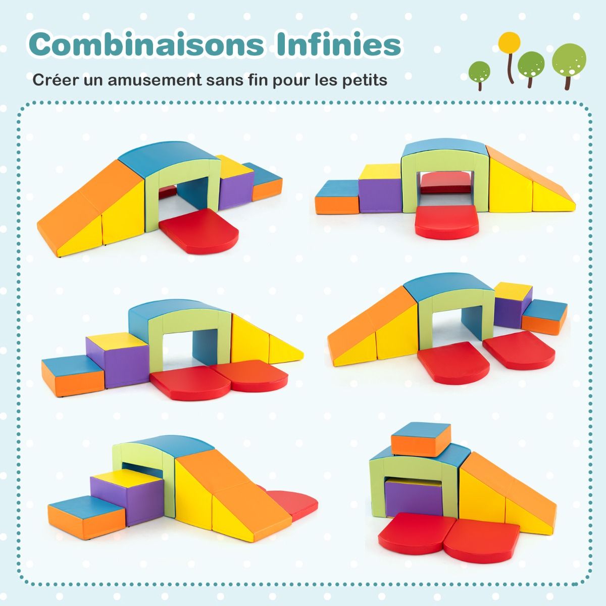 6 Foam Climbing Blocks Toddler Climbing Game Colorful Climbing Activity Game Tunnel Stairs and Ramp for 12+ Months Colorful/Blue/Purple -
