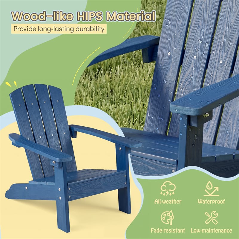 Kids Adirondack Chair, All-Weather HIPS Outdoor Chair with Ergonomic High Backrest & Armrests - Product image 4