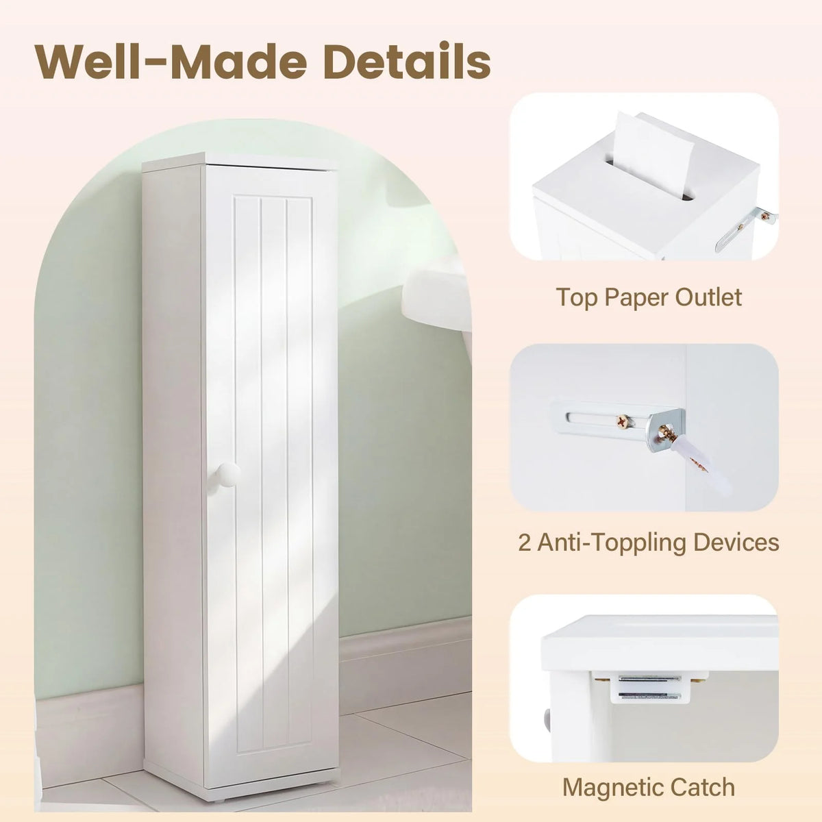 Tangkula Slim Bathroom Storage Cabinet with Door - Product image 7
