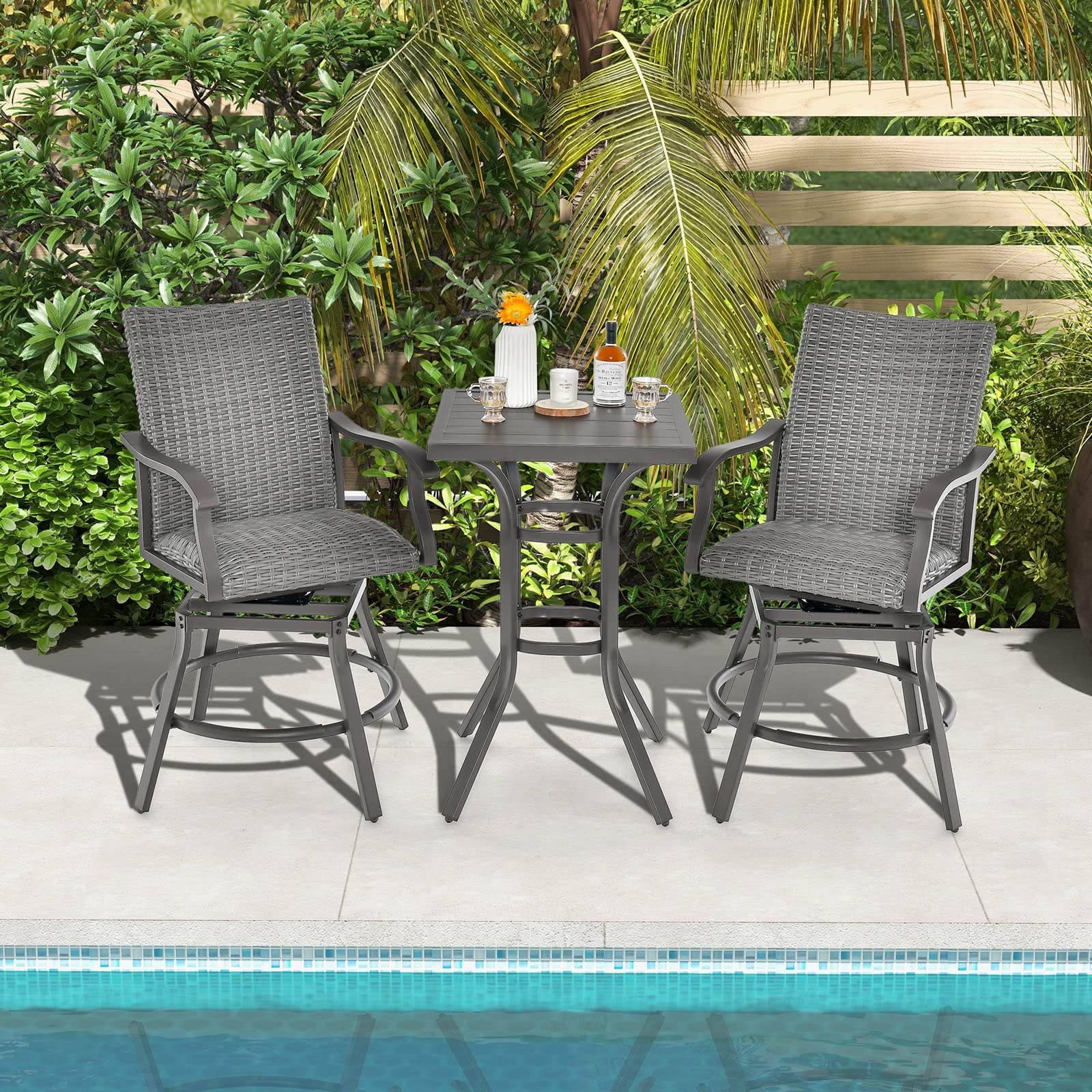 Tangkula 24 Inch Outdoor Bar Table, Patio Bar Height Table with Aluminum Tabletop & Heavy-Duty Metal Legs - Product image 4