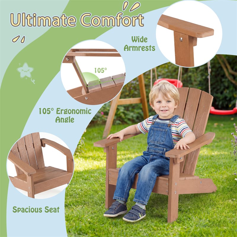 Kids Adirondack Chair, All-Weather HIPS Outdoor Chair with Ergonomic High Backrest & Armrests - Product image 61