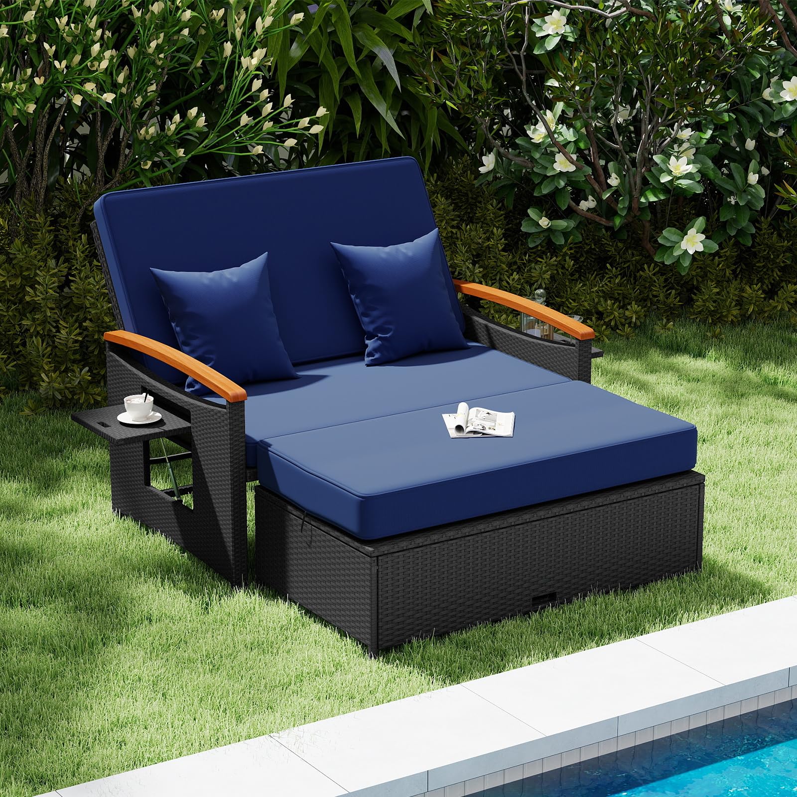 Tangkula Patio Rattan Daybed with 4-Level Adjustable Backrest - Product image 4