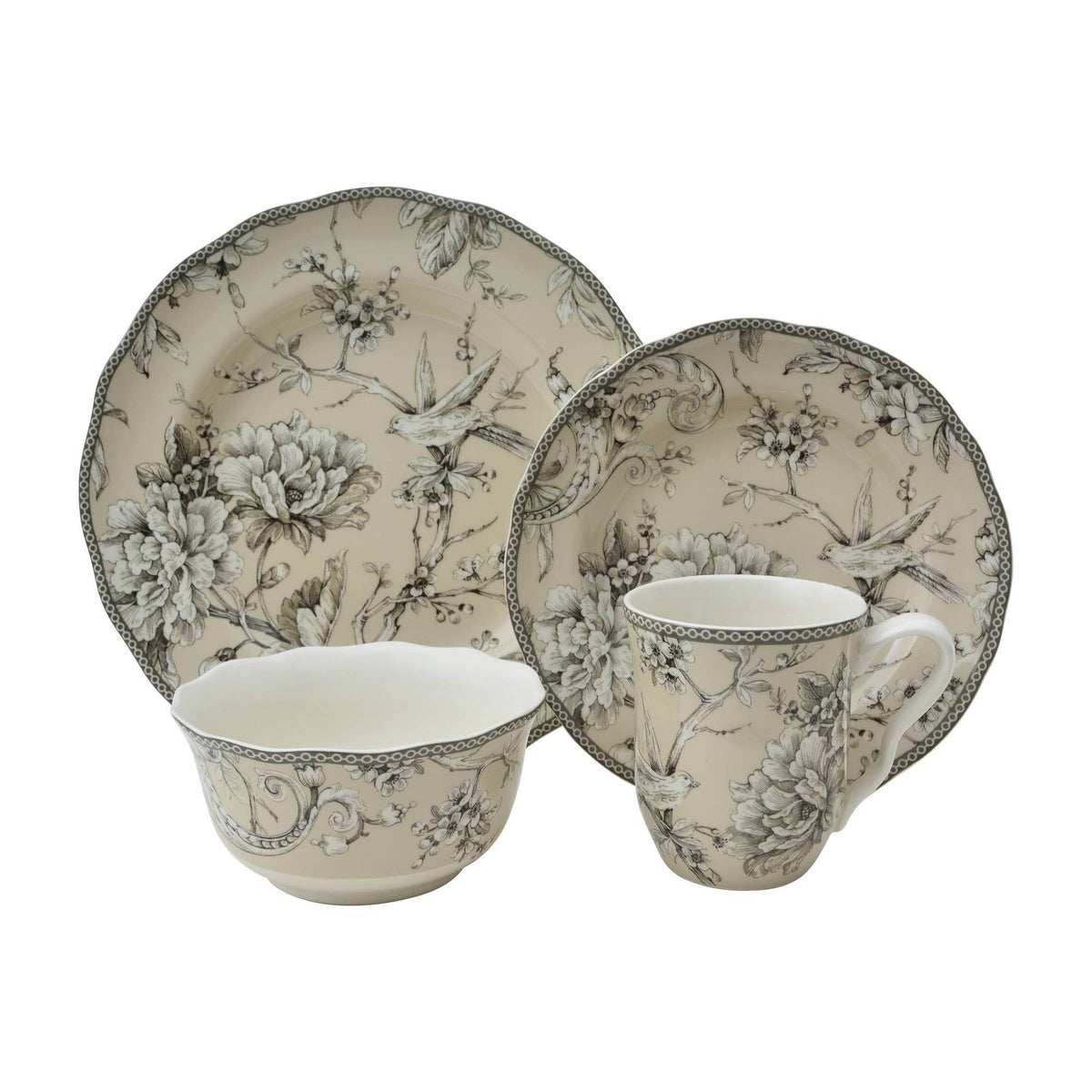 222 Fifth Adelaide Antique White 16 Piece Dinnerware Set - Product image 1