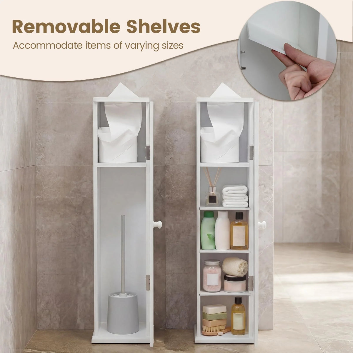Tangkula Slim Bathroom Storage Cabinet with Door - Product image 6