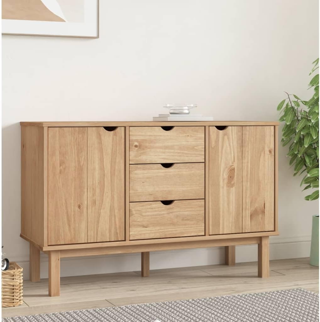 vidaXL Sideboard Side Cabinet Storage Cabinet Home Organizer Living Room Furniture Indoor 113.5x43x73 cm Solid Pine Wood