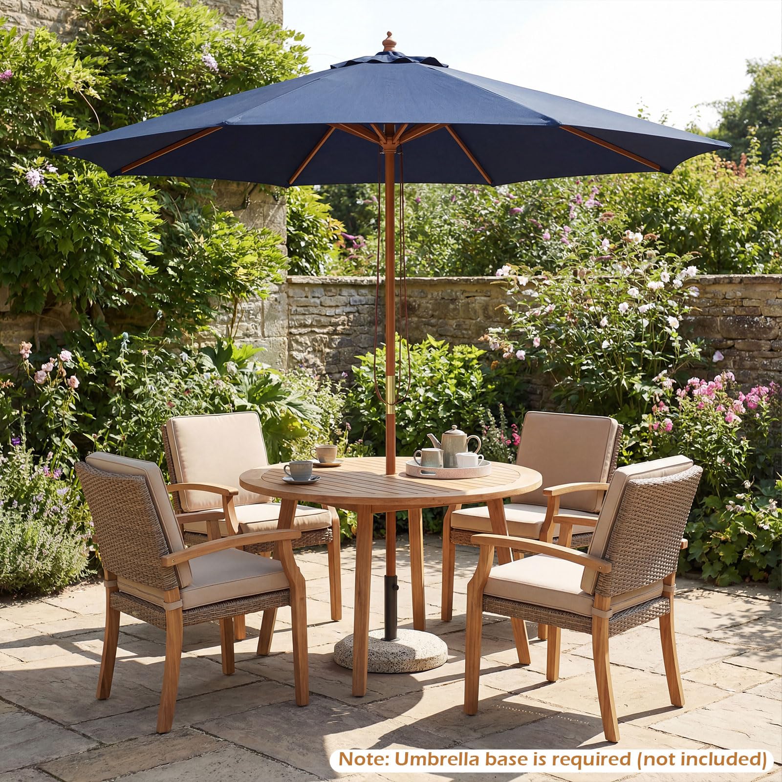 Tangkula 9 FT Patio Umbrella - Outdoor Table Market Umbrella with 8 Wooden Ribs - Product image 2