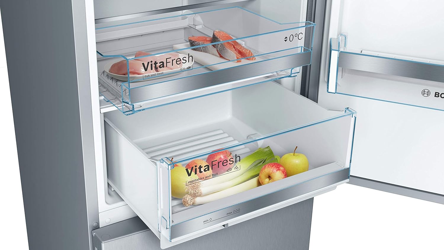 Bosch KGE398IBP - Series 6, Freestanding combined refrigerator, 201 x 60 cm, Anti-fingerprint stainless steel