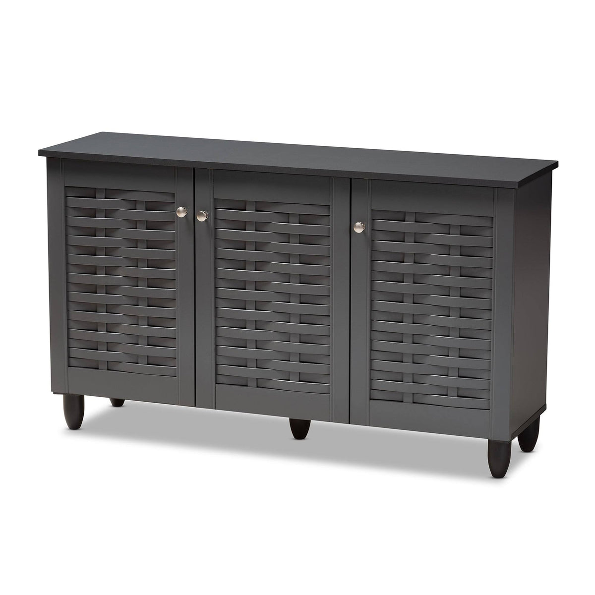 Baxton Studio Winda Dark Gray 3-Door Wooden Entryway Shoe Storage Cabinet - Product image 1