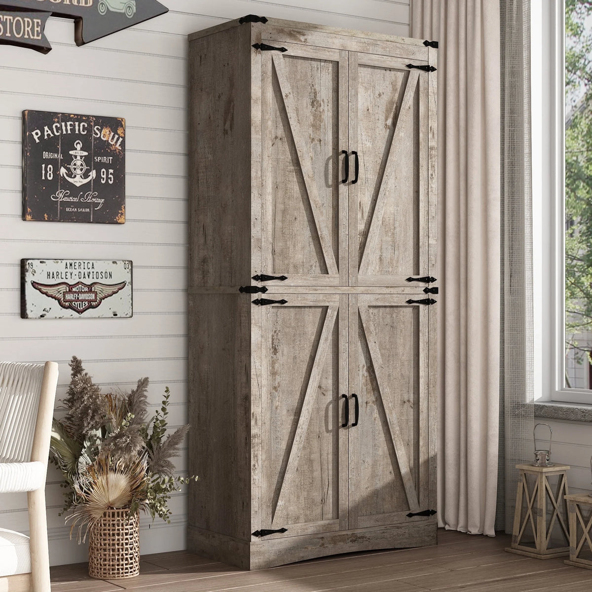71" Tall Farmhouse Kitchen Pantry Cabinet, 5 Layers Storage Cabinet with Adjustable Shelves - Product image 40
