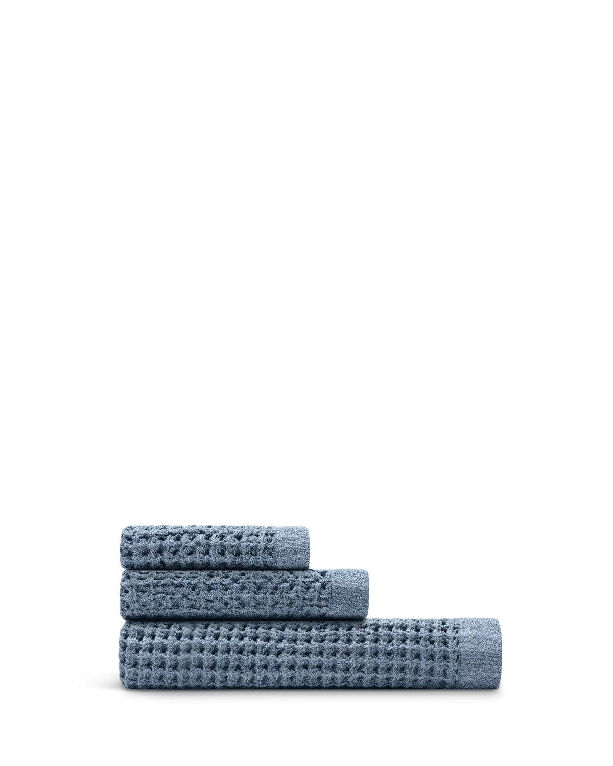 Onsen 3-Piece Waffle Cotton Bath Towel, Hand Towel & Washcloth Set Denim - Product image 1