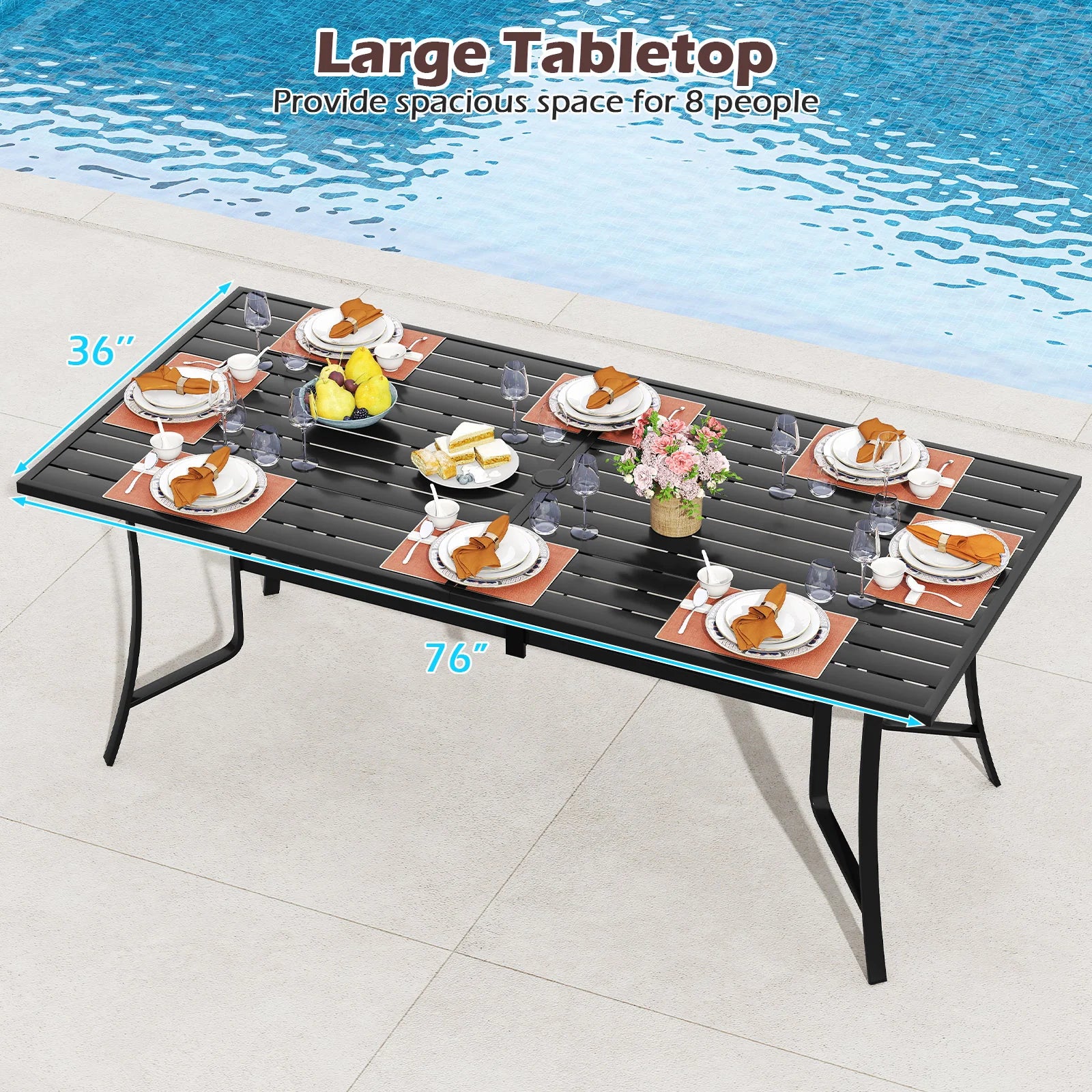 Tangkula Rectangle Patio Dining Table for 8 with Umbrella Hole - Product image 5