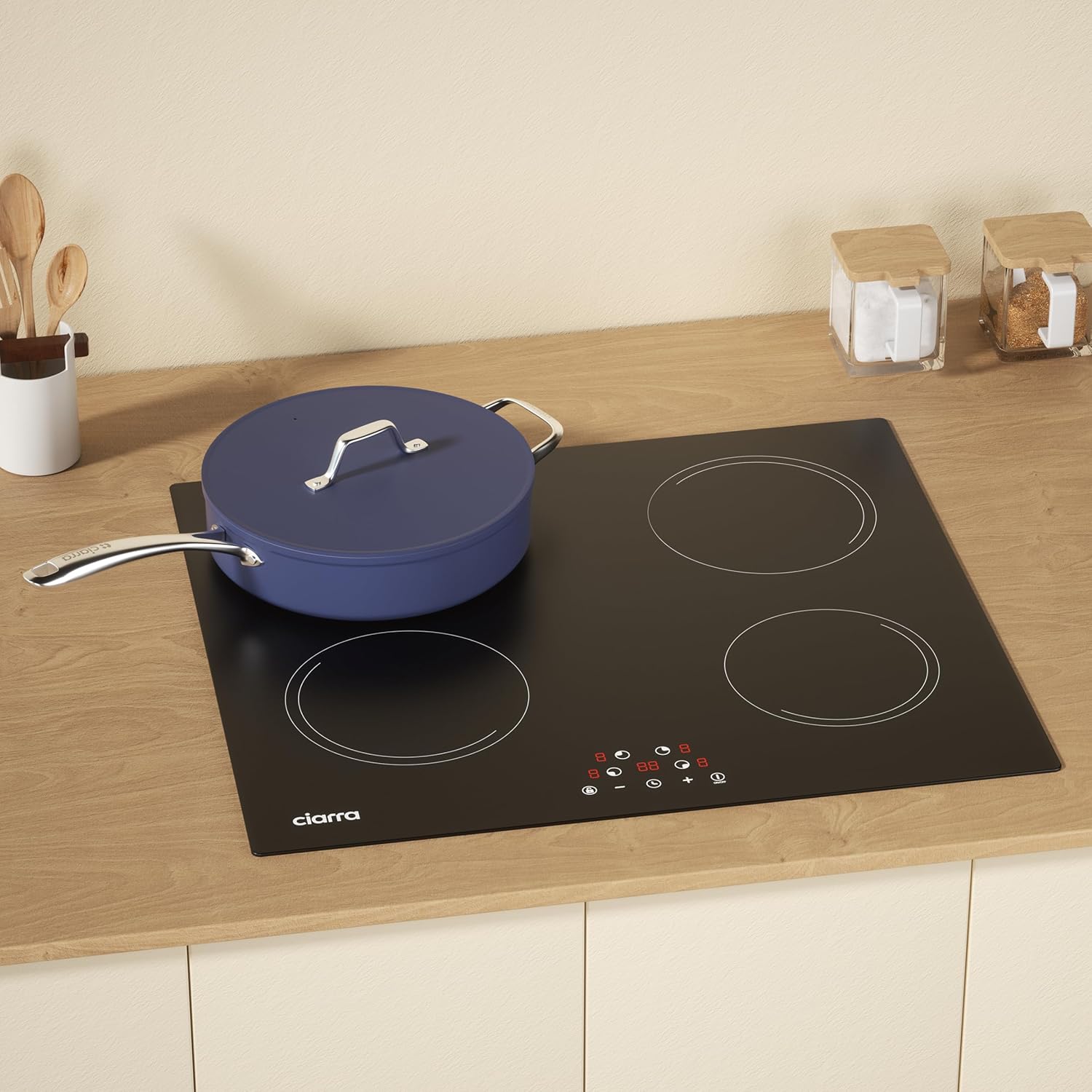 Ciarra Induction Hob - 4 Burners - 6000W - Built-in Hob - Touch Control - 9 Levels - CABBIH4-E