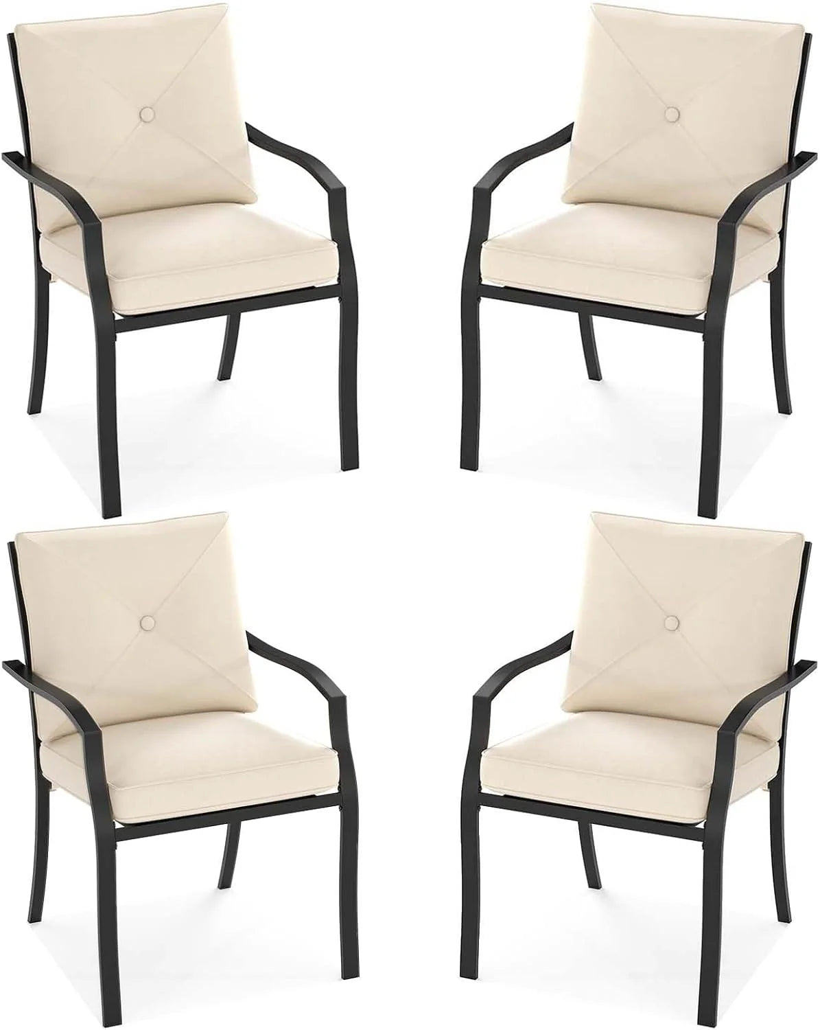 Tangkula Metal Outdoor Dining Chair Set of 2/4 Stackable Patio Chairs w/Armrests