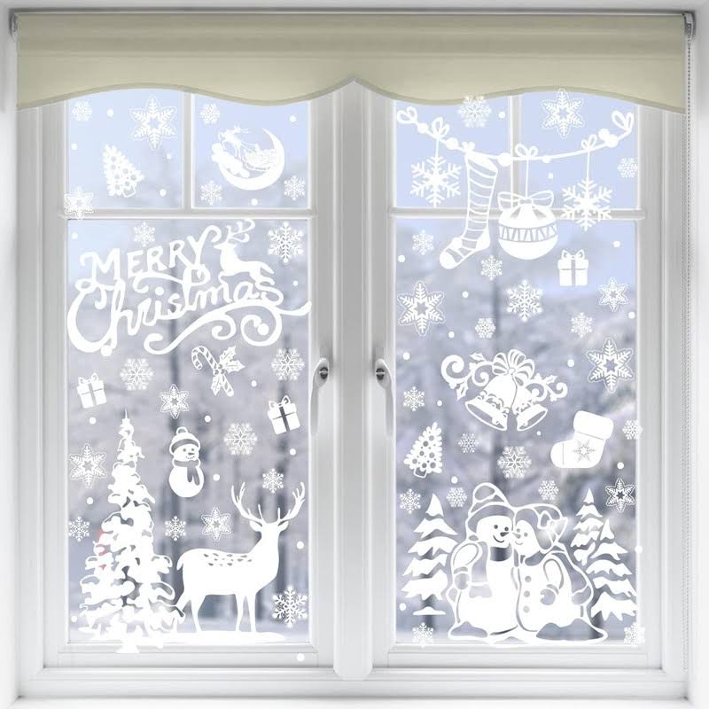 VEYLIN Xmas Window Clings Decoration, 141 Static Snow Flakes Stickers Merry Christmas Window Decals for - Product image 1