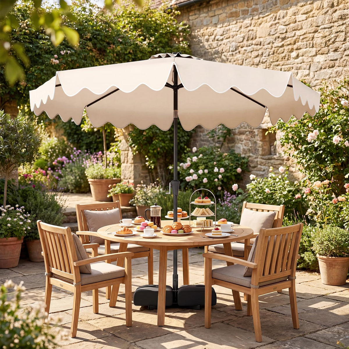 Tangkula 10 FT Outdoor Patio Umbrella with Solar LED Lights and Weighted Base-Beige - Product image 9