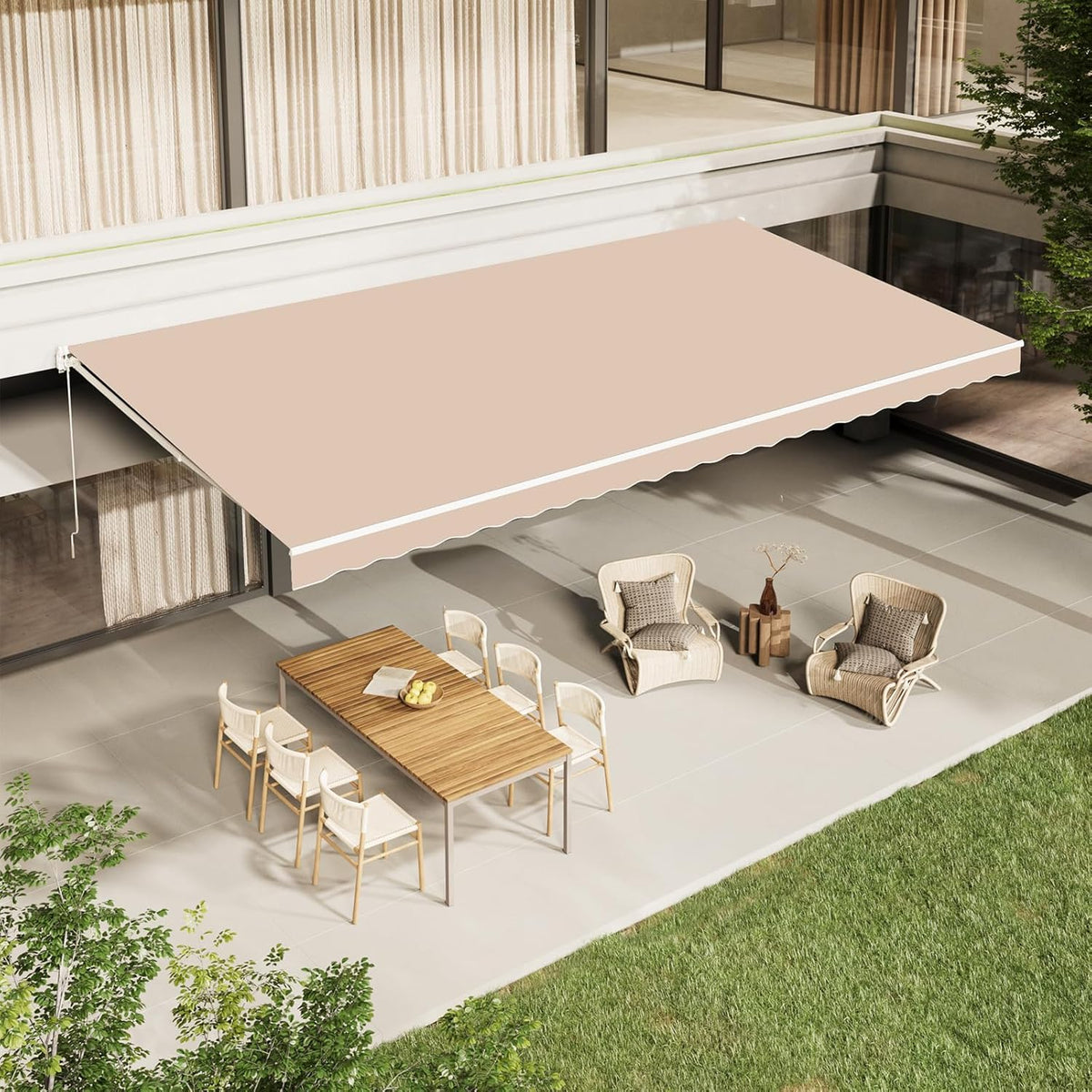 AECOJOY 14'x10' Manual Retractable Awning Sun Shade, Patio Awning Canopy - Product image 9