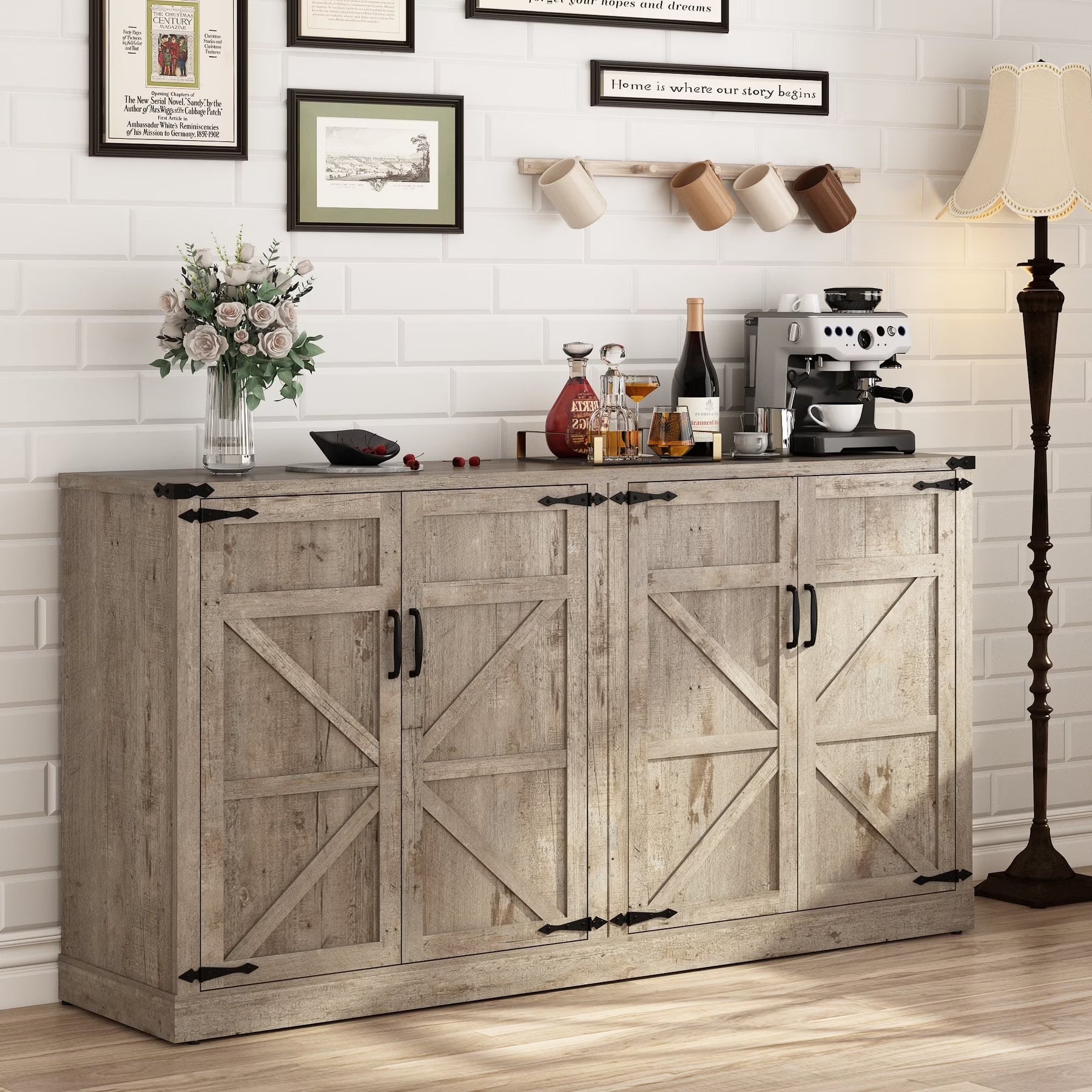 71" Tall Farmhouse Kitchen Pantry Cabinet, 5 Layers Storage Cabinet with Adjustable Shelves - Product image 11