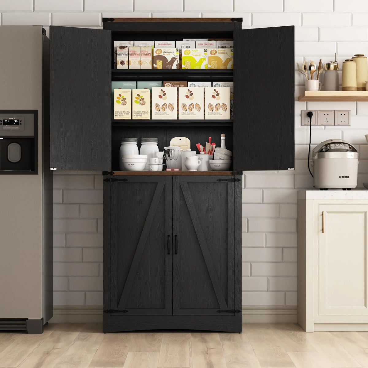 71" Tall Farmhouse Kitchen Pantry Cabinet, 5 Layers Storage Cabinet with Adjustable Shelves - Product image 47