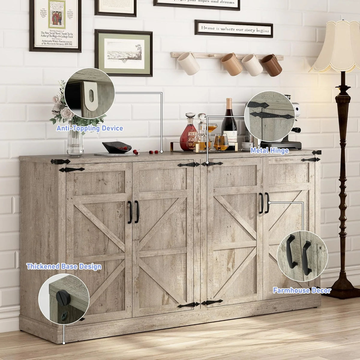 71" Tall Farmhouse Kitchen Pantry Cabinet, 5 Layers Storage Cabinet with Adjustable Shelves - Product image 51