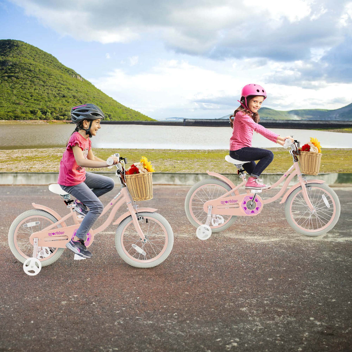 Prorider 16" Kid'S Bike with Training Wheels Adjustable Handlebar Seat Handbrake Pink - Product image 5
