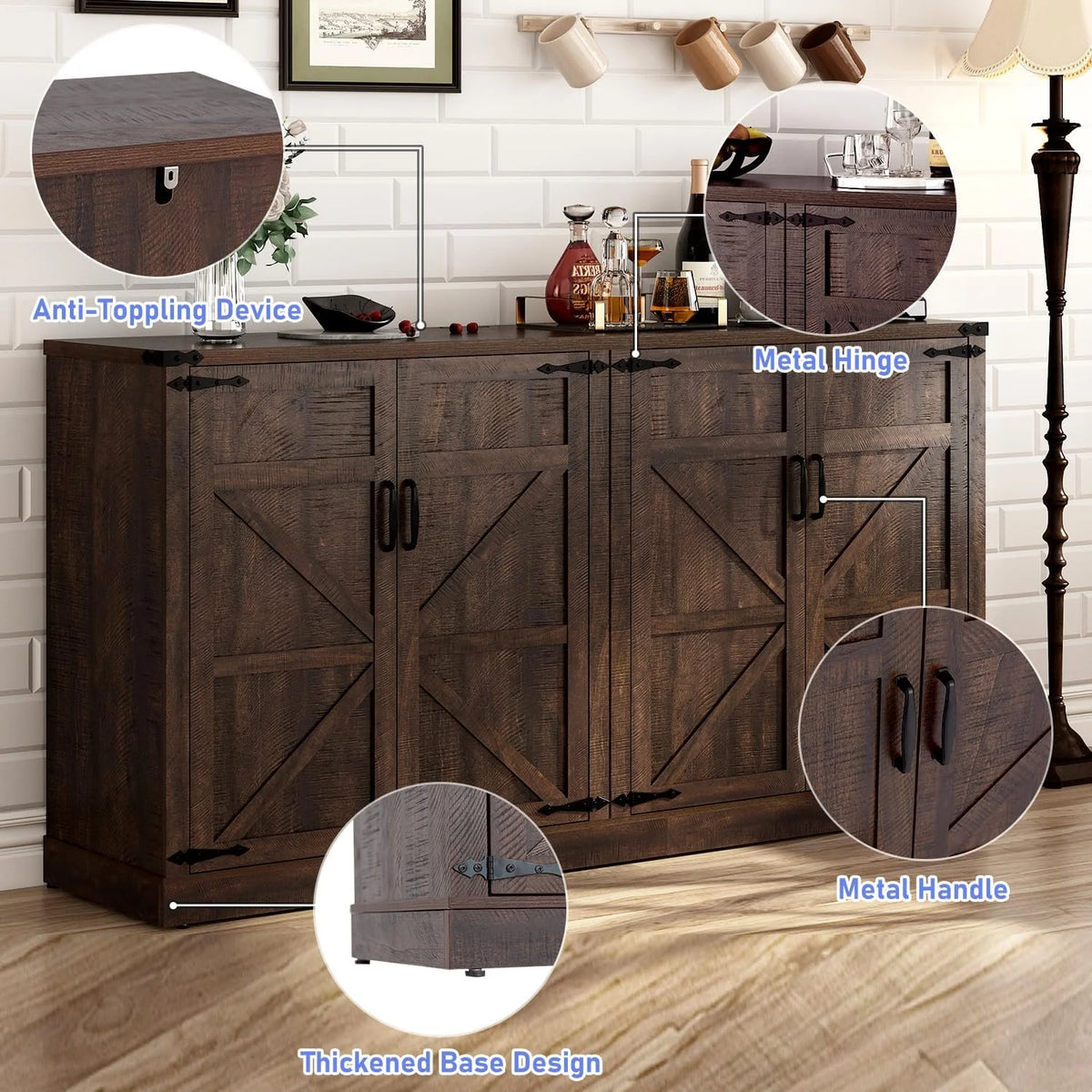 71" Tall Farmhouse Kitchen Pantry Cabinet, 5 Layers Storage Cabinet with Adjustable Shelves - Product image 23
