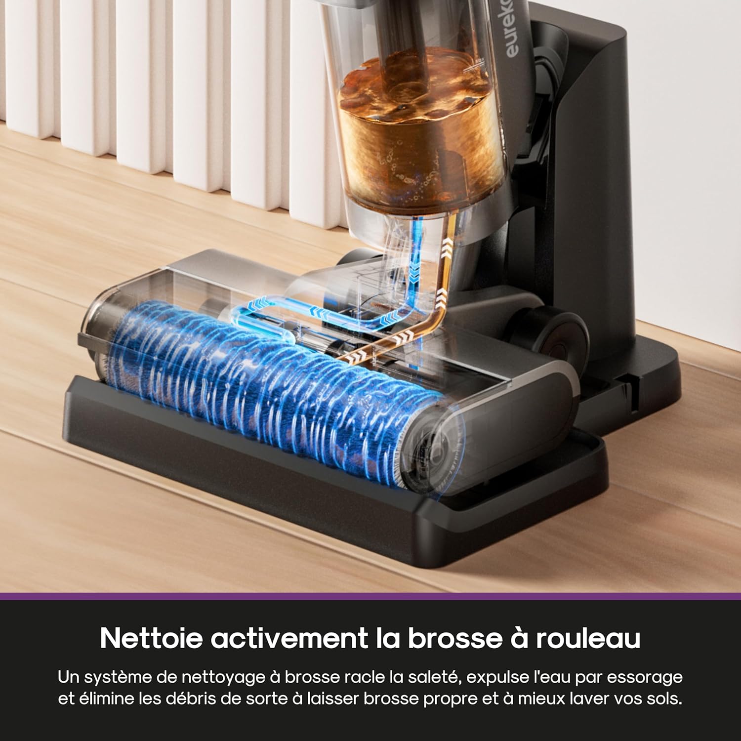 Eureka Rapidwash NEW430 Cordless Vacuum Mop, 15000Pa, 0.8L/0.45L Double Tank for Hard Floors and Pet Hair, with Voice Navigation, Self Cleaning and Drying