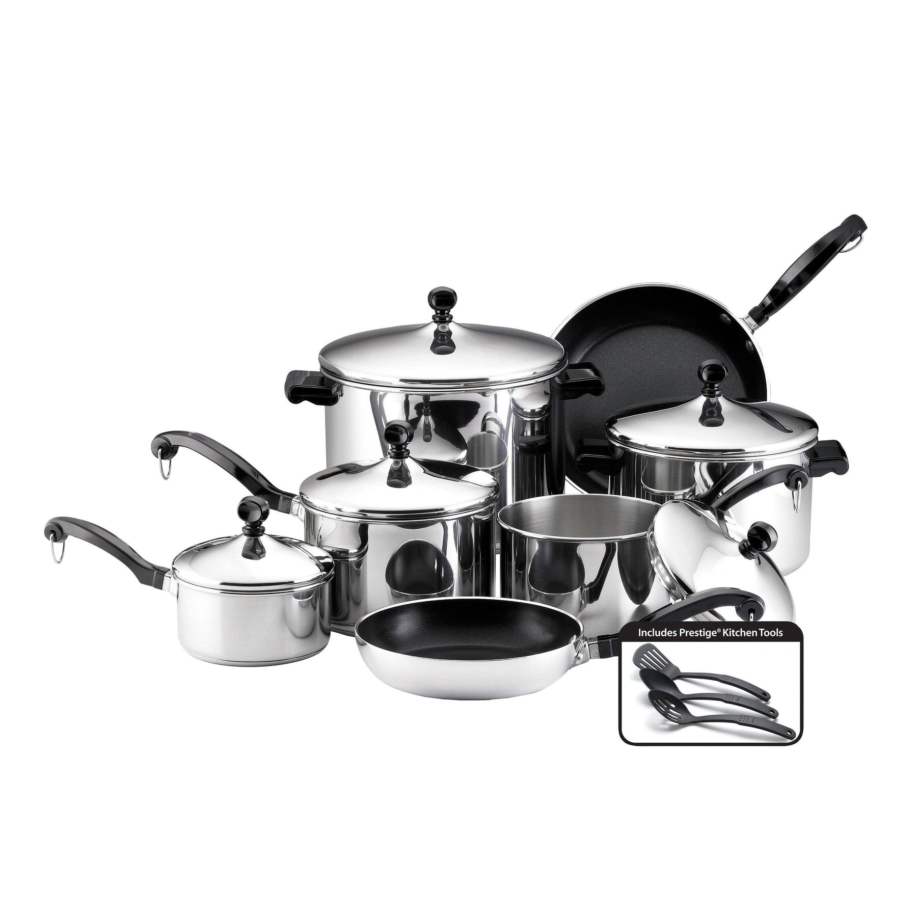 Farberware Classic Series 15 Piece Cookware Set in Stainless Steel, Silver - Product image 1