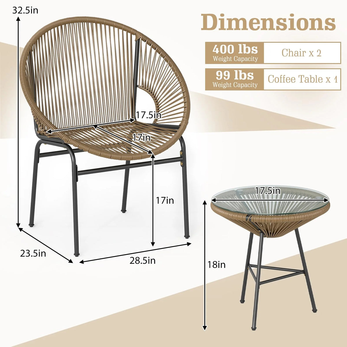 Tangkula 3 Piece Outdoor Patio Furniture Set - Product image 5