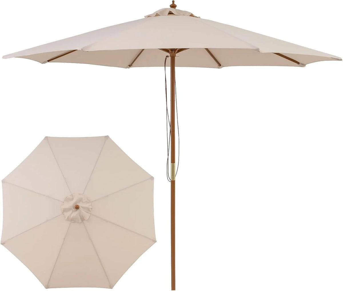 Tangkula 9 FT Patio Umbrella - Outdoor Table Market Umbrella with 8 Wooden Ribs - Product image 10