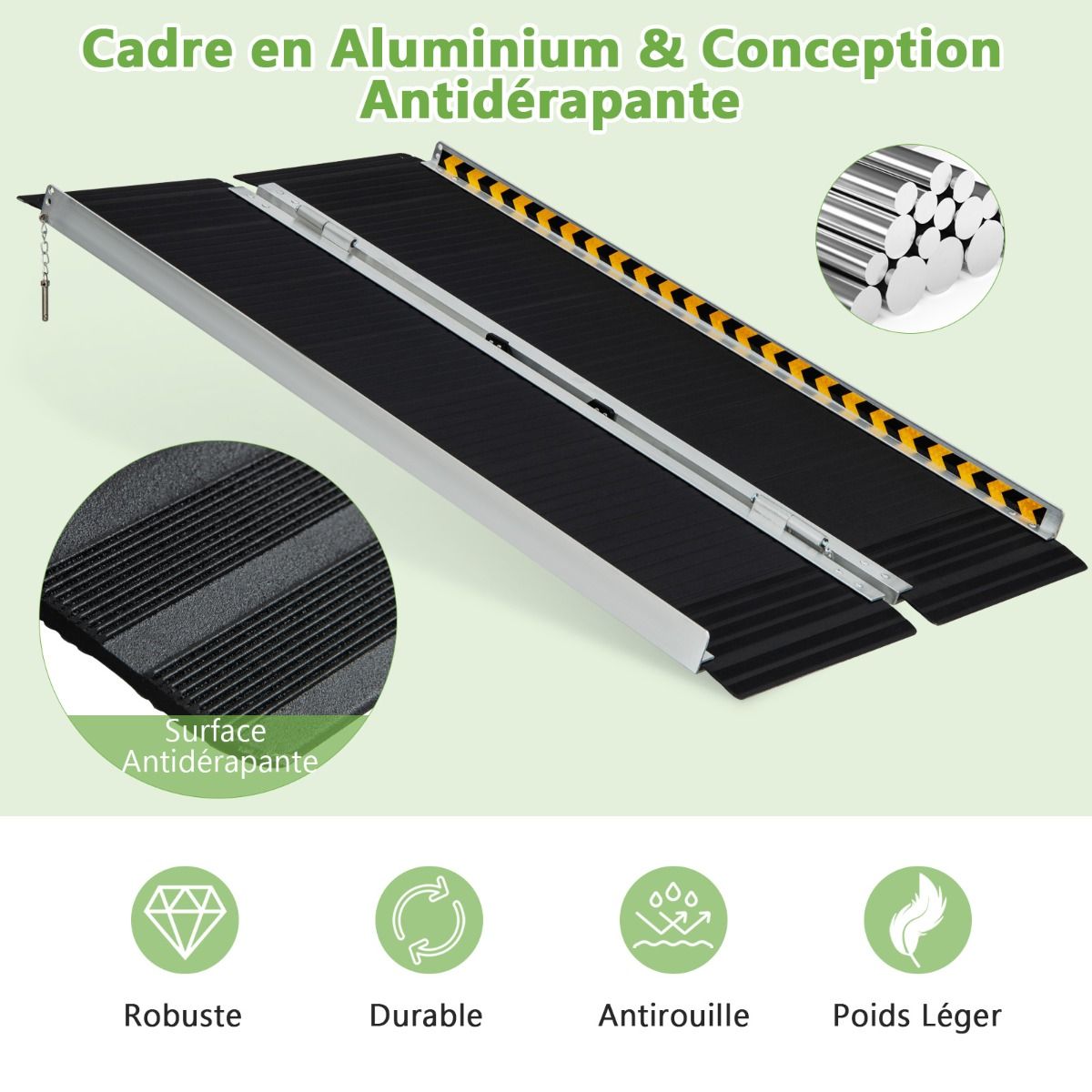 Aluminum Access Ramp with Transition Plate for Home 122L -
