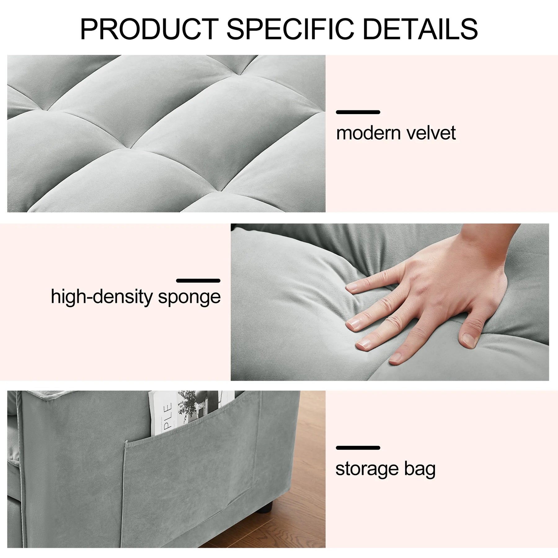 Convertible Sofa Bed, 3 - in - 1 Sleeper Sofa with Pull Out Bed, Sleeper Futon Couch Loveseat with - Product image 12