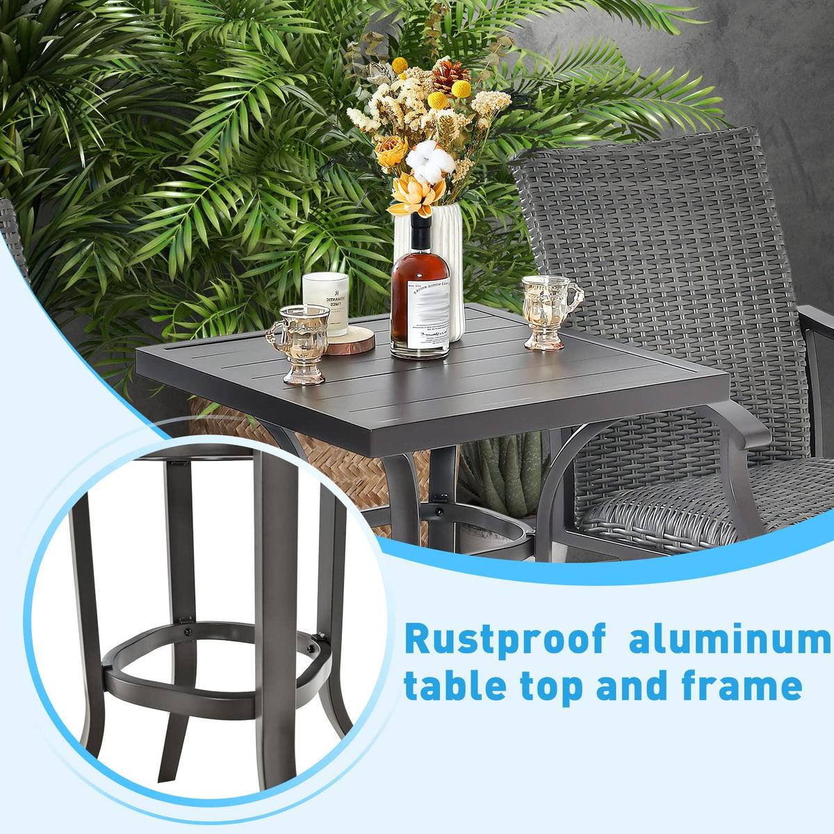 Tangkula 24 Inch Outdoor Bar Table, Patio Bar Height Table with Aluminum Tabletop & Heavy-Duty Metal Legs - Product image 9