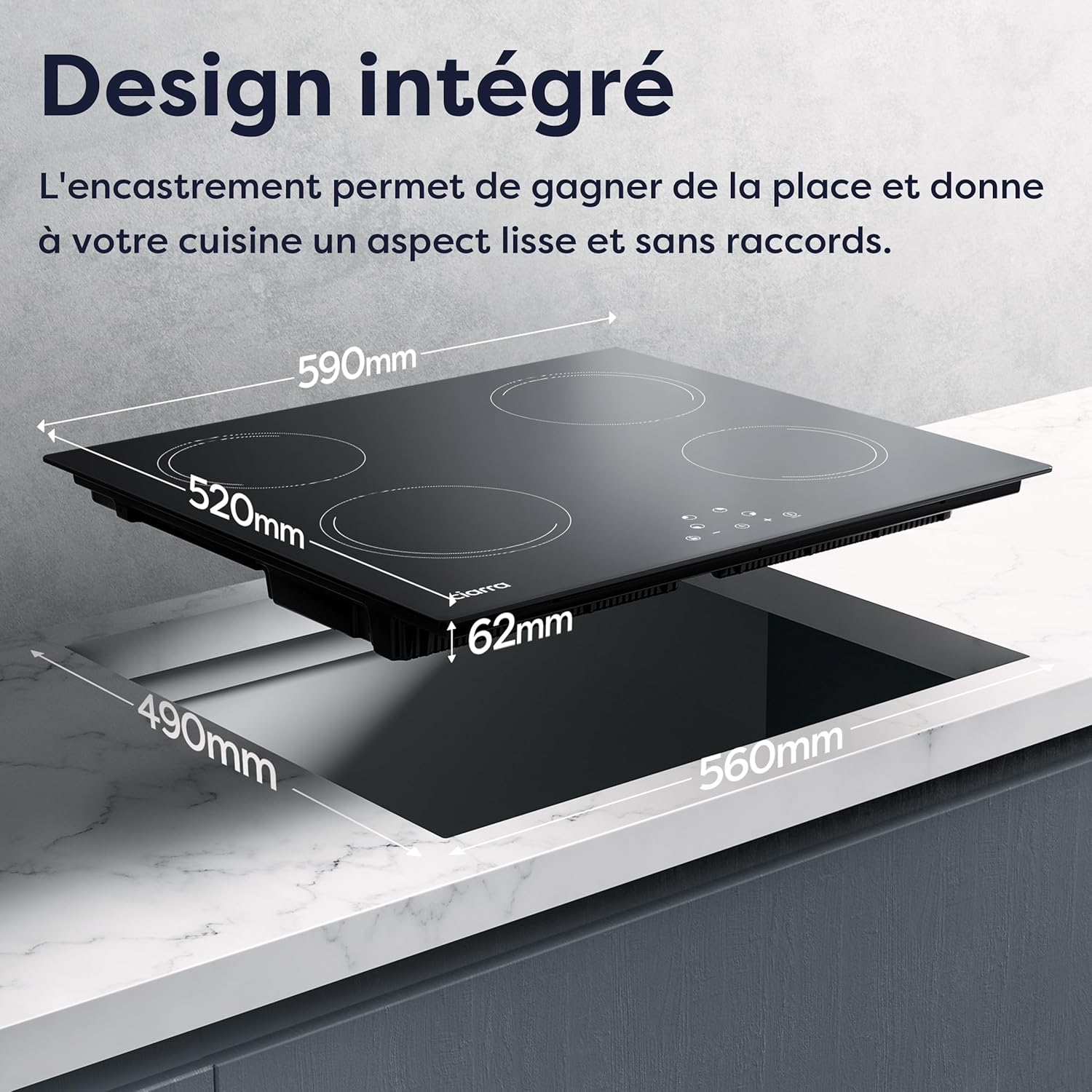 Ciarra Induction Hob - 4 Burners - 6000W - Built-in Hob - Touch Control - 9 Levels - CABBIH4-E