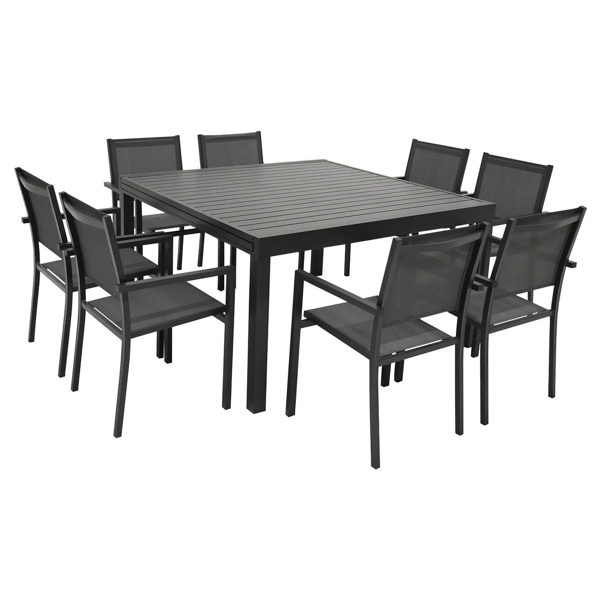10-seater extendable garden furniture of 140/200cm in gray textilene - anthracite aluminum VENEZIA -