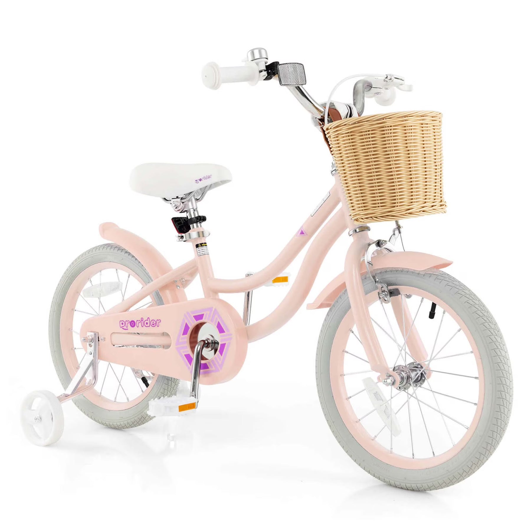 Prorider 16" Kid'S Bike with Training Wheels Adjustable Handlebar Seat Handbrake Pink - Product image 1