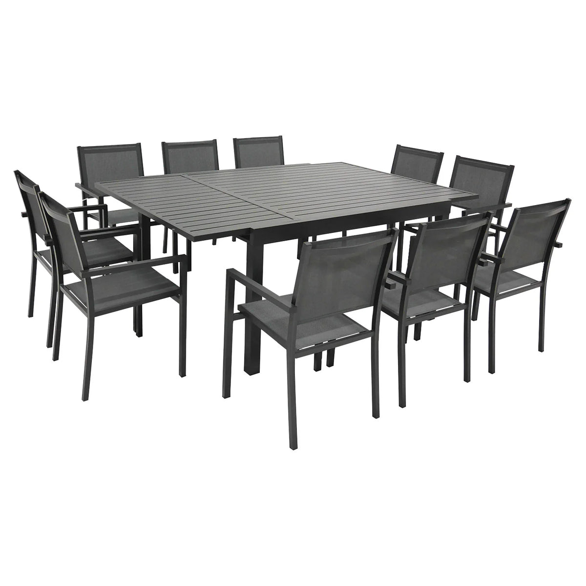 10-seater extendable garden furniture of 140/200cm in gray textilene - anthracite aluminum VENEZIA -