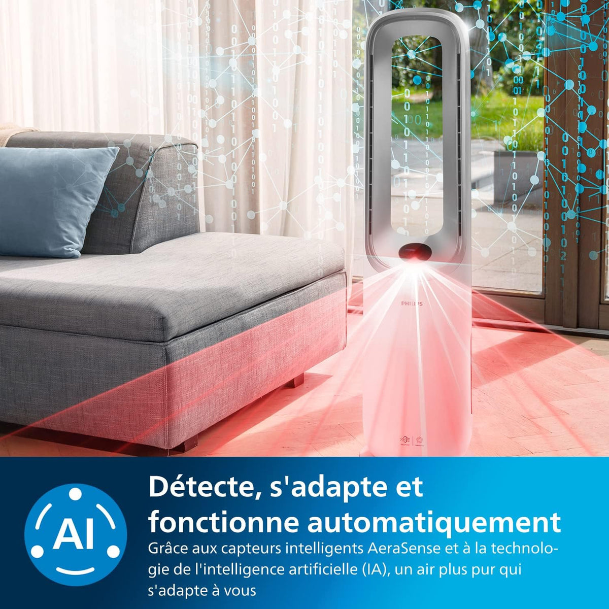 Philips Air Performer 2-in-1: Purifier & Cooling Fan – Cleans 70m², Eliminates 99.97% of Allergens and Pollutants. HEPA Filter, Smart Sensors, Alexa, App (AMF765/10)