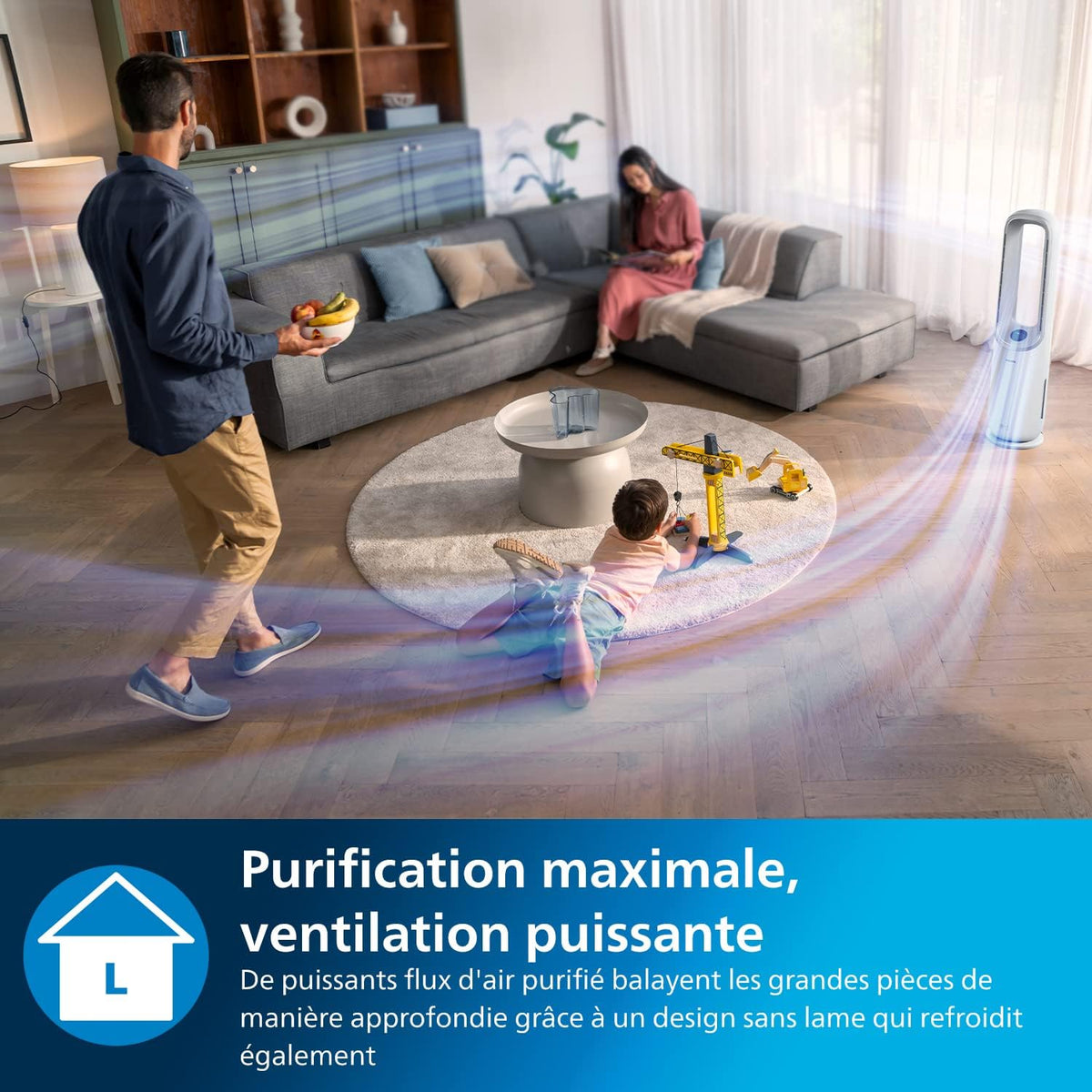 Philips Air Performer 2-in-1: Purifier & Cooling Fan – Cleans 70m², Eliminates 99.97% of Allergens and Pollutants. HEPA Filter, Smart Sensors, Alexa, App (AMF765/10)